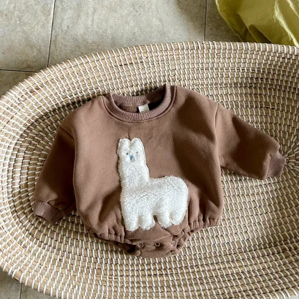 [1-18M]冬新作 羊柄 ロンパース